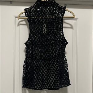 Maeve Black Sheer Polka Dot Blouse